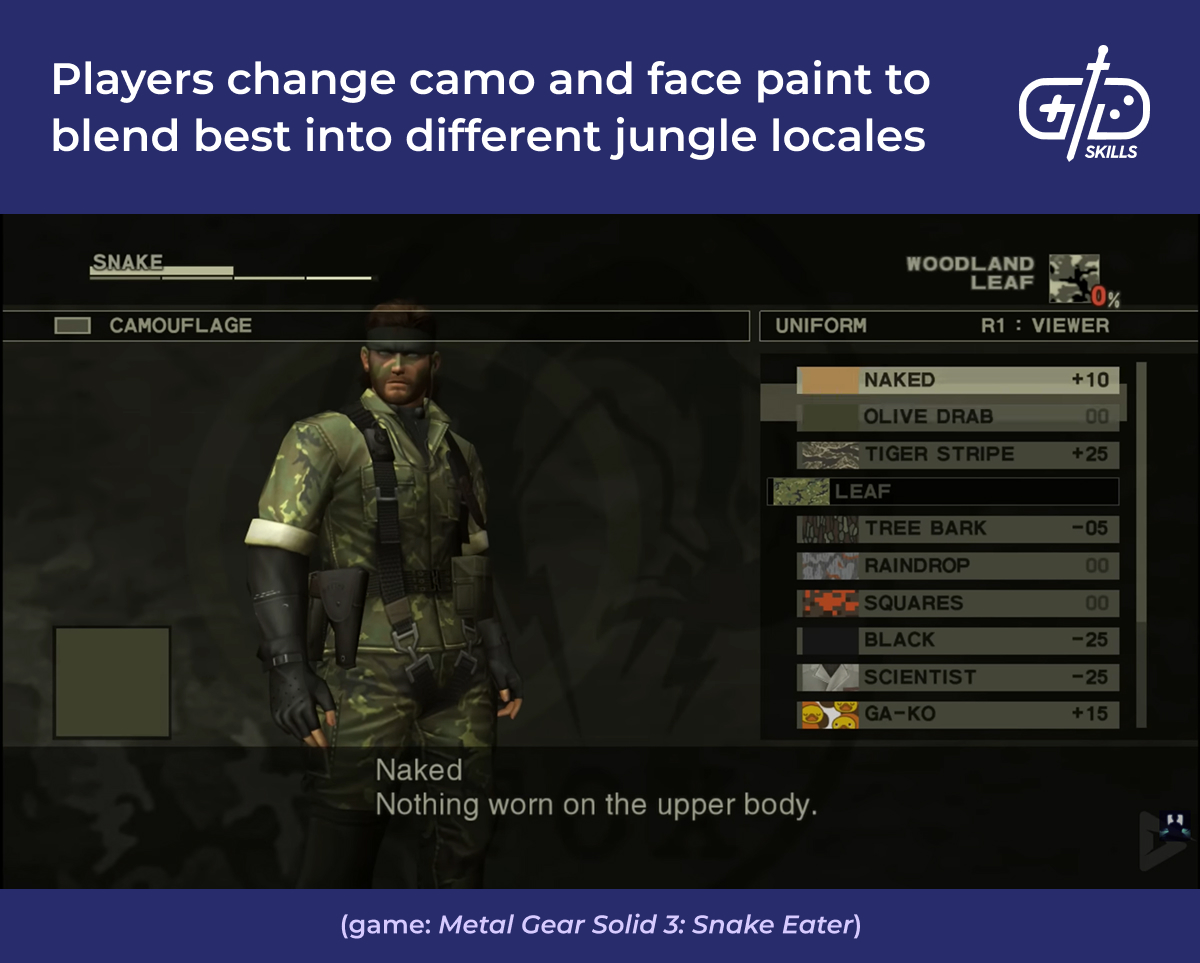 Players can change camo and face paint in MGS3: Snake Eater