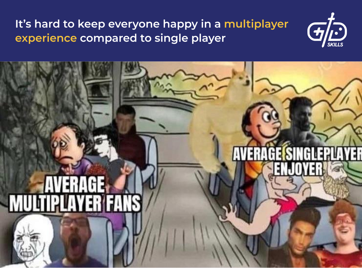 It's harder to keep everyone happy in multiplayer games than single-player