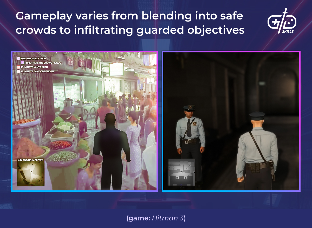 Hitman 3's gameplay ranges from blending into a crowd to infiltrating heavily guarded areas