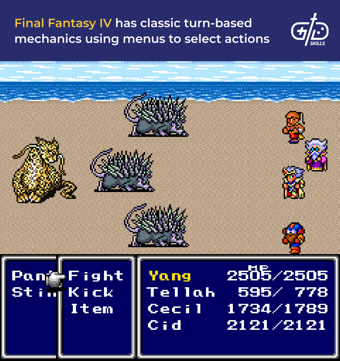 Final Fantasy IV's classic turn-based RPG battle system