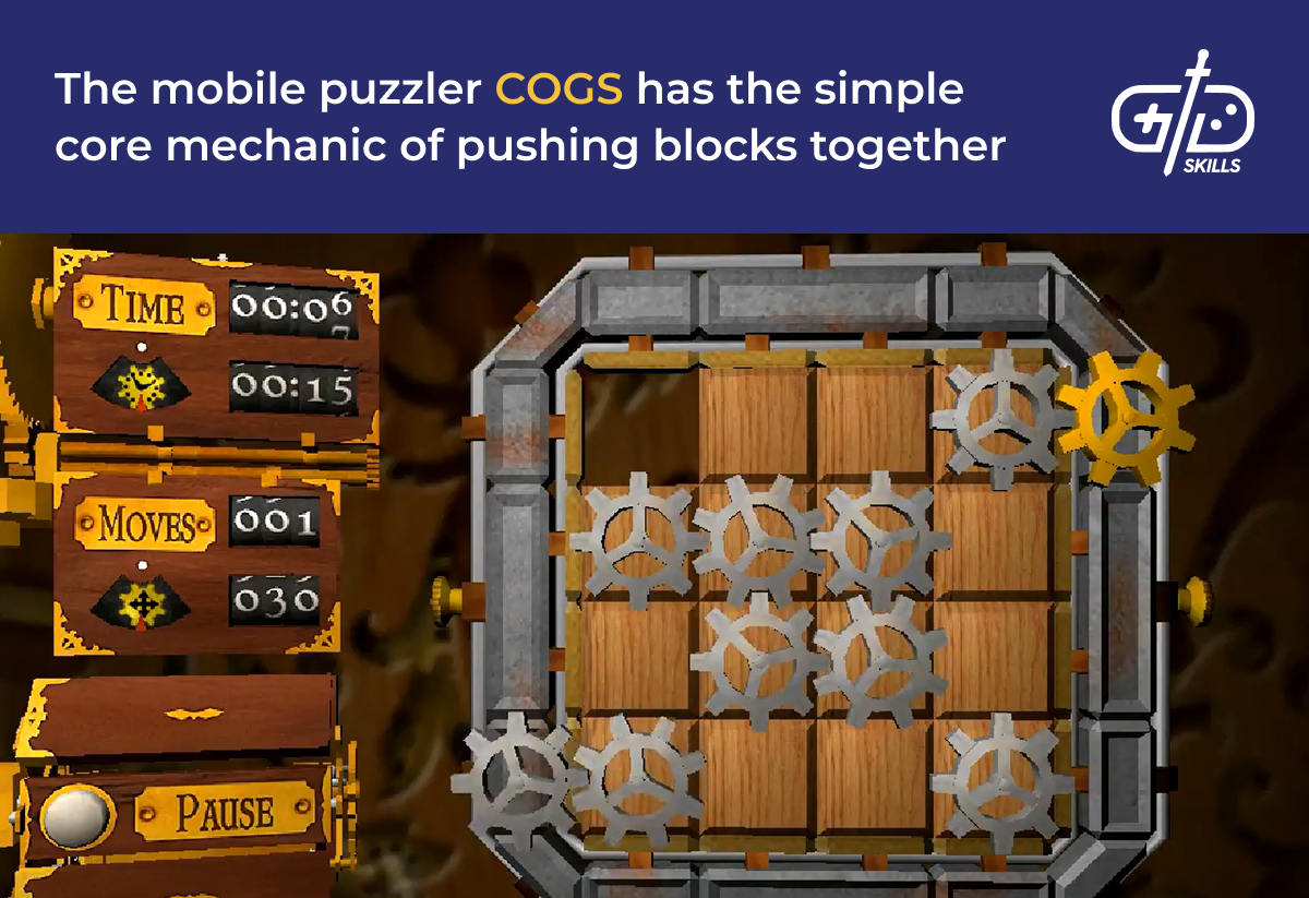 COGS has a simple core mechanic of pushing blocks along a grid