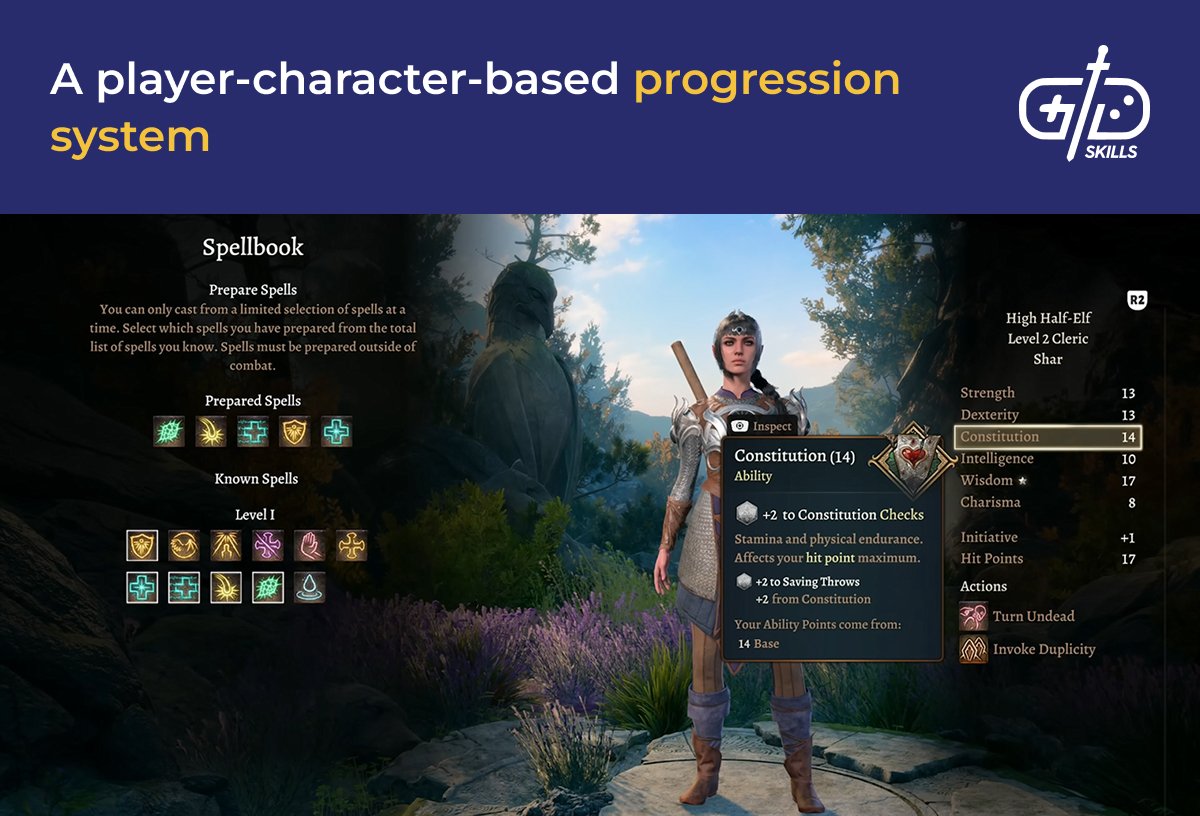 Player-character-based progression system