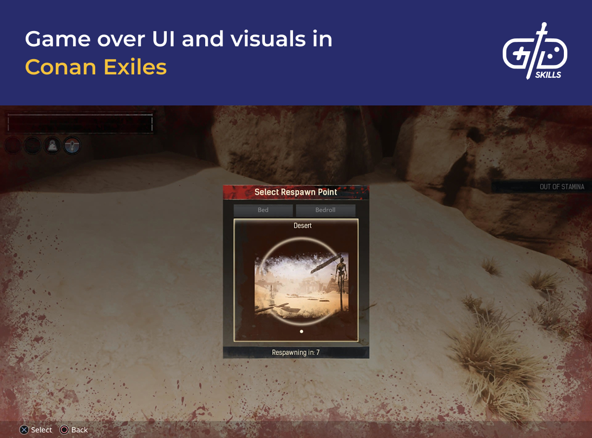 Game over UI and visuals in Conan Exiles
