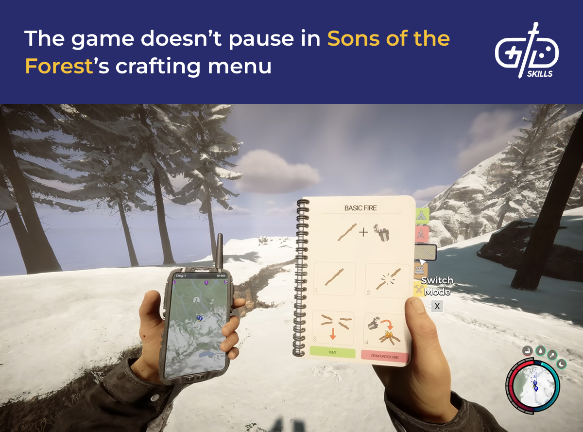 Sons of the Forest's crafting menu doesn't pause the game