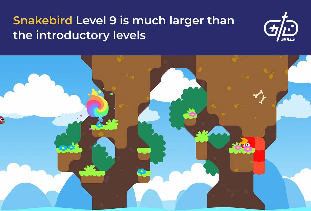 Level 9 in Snakebrd is much larger than the intro levels