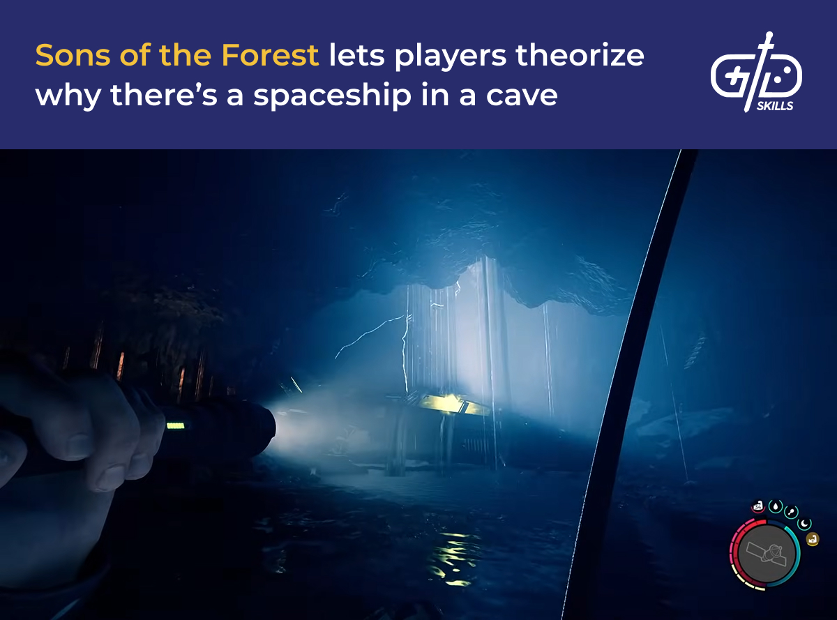 Sons of the Forest's mysterious spaceship in a cave
