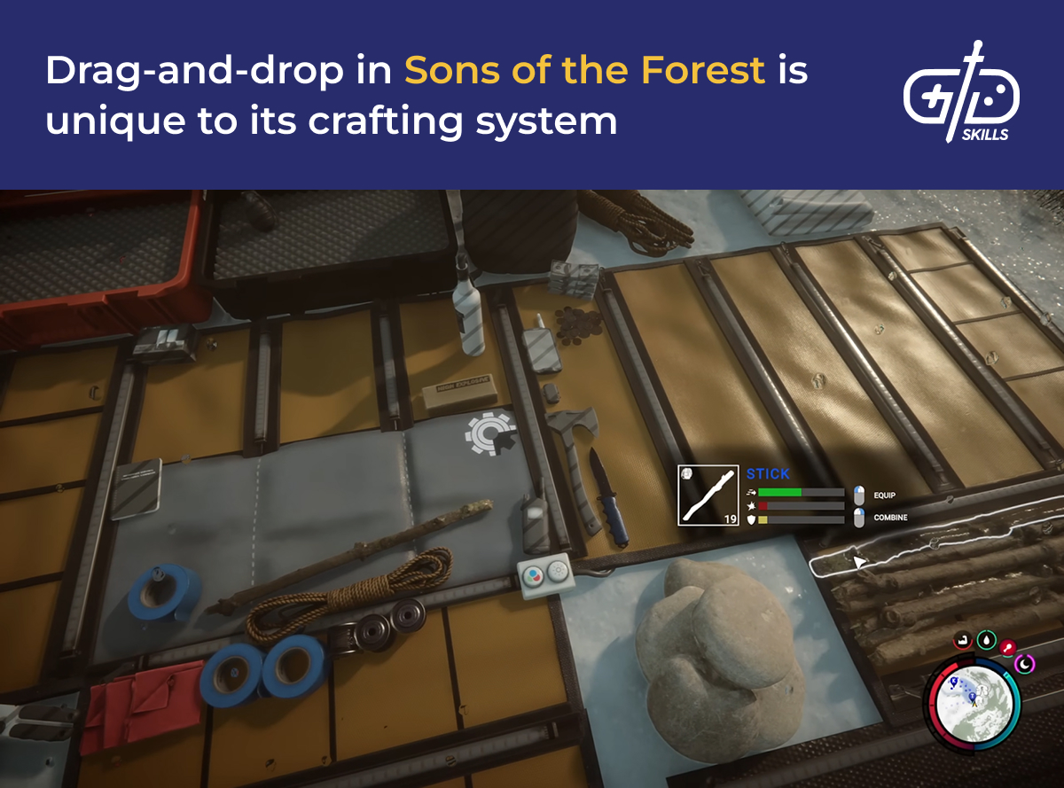 Drag-and-drop crafting in Sons of the Forest