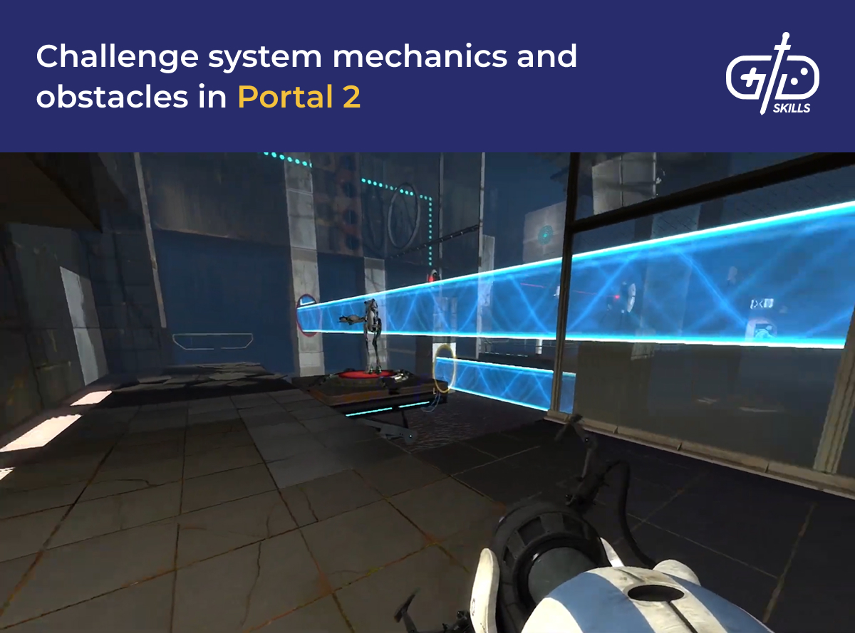 Challenge system mechanics and obstacles in Portal 2