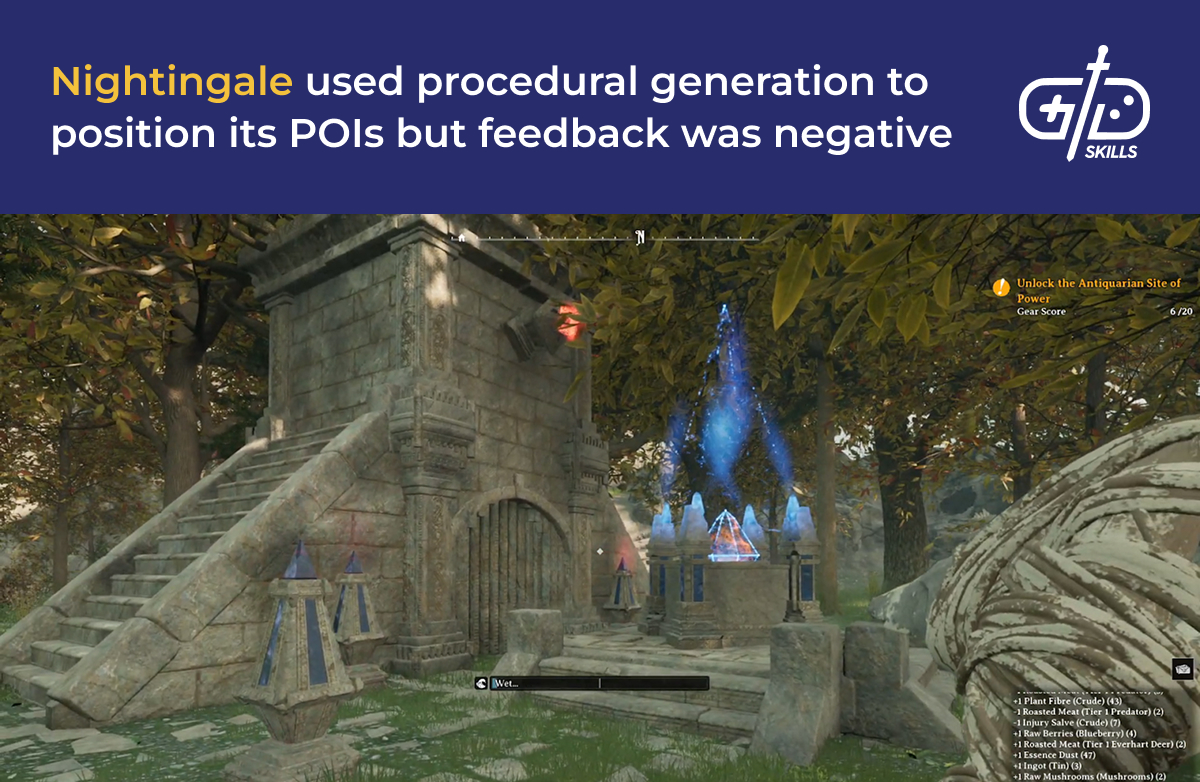 Nightingale arranges POIs using procedural generation