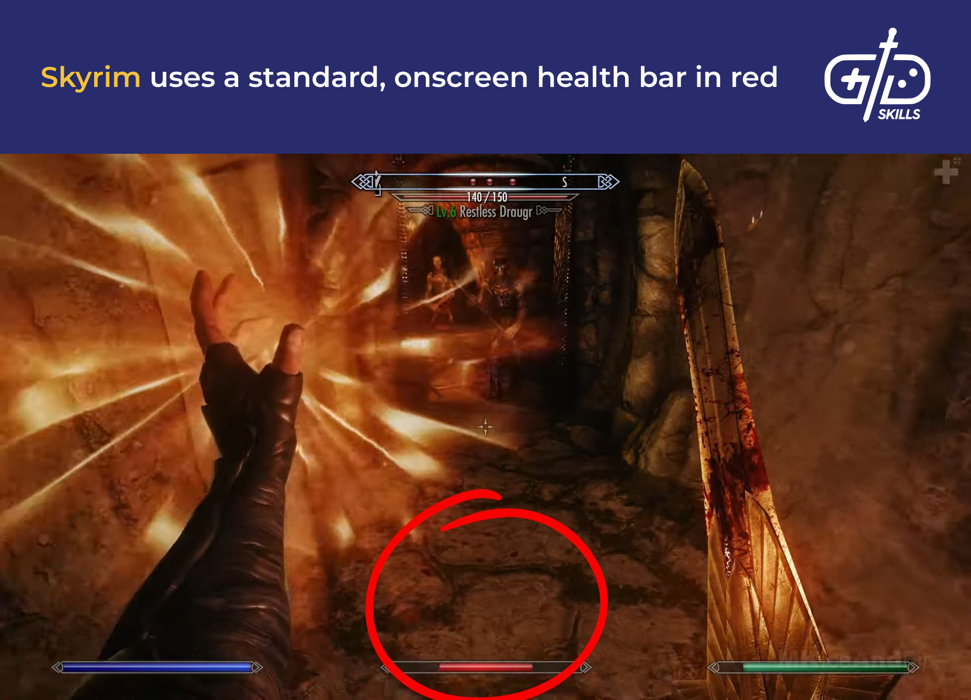Skyrim's standard red health bar