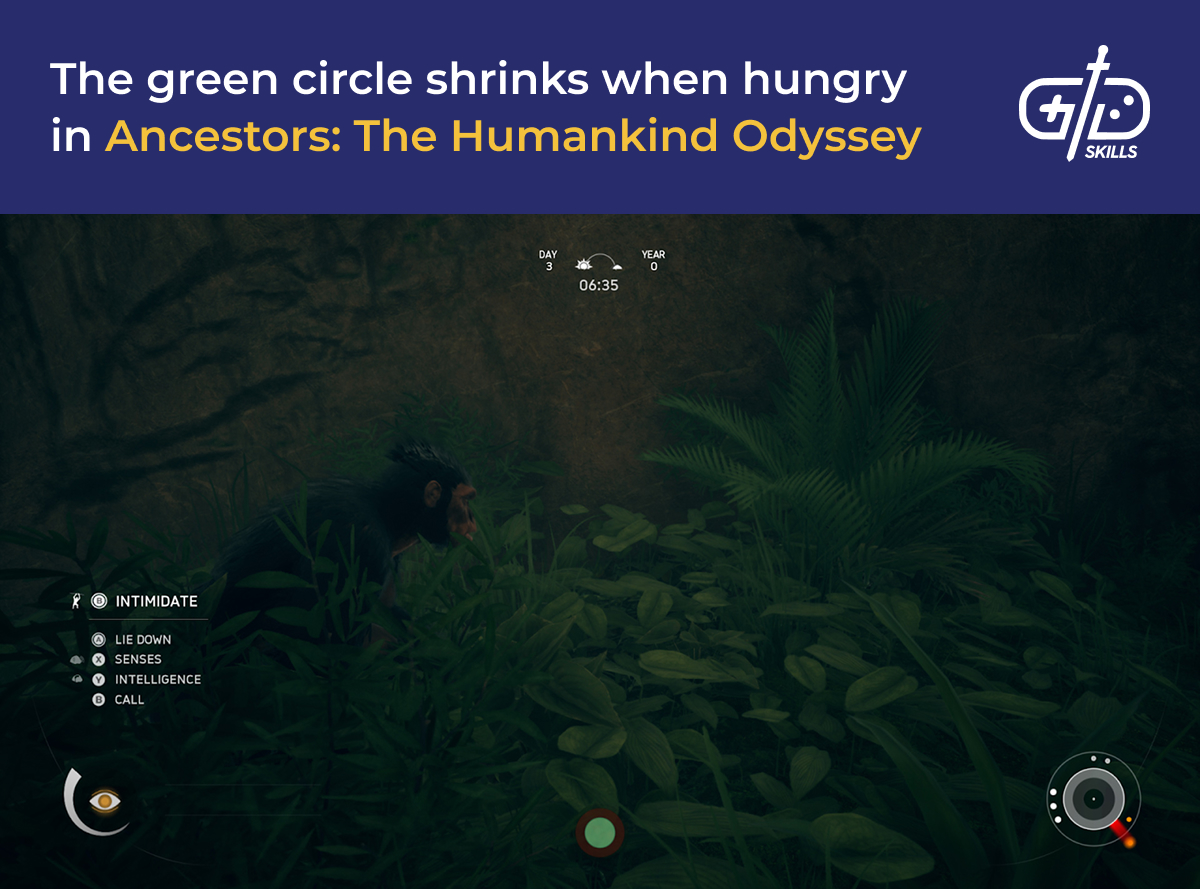 Shrinking green circle represents hunger in Ancestors: The Humankind Odyssey