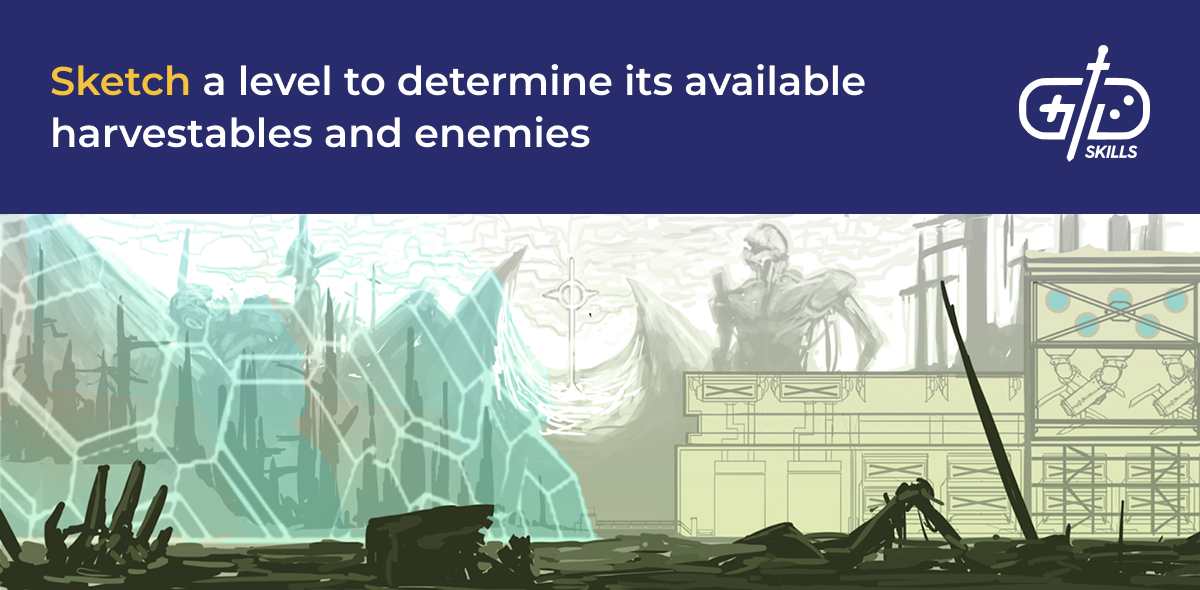 Sketch a level to determine its harvestables and enemies