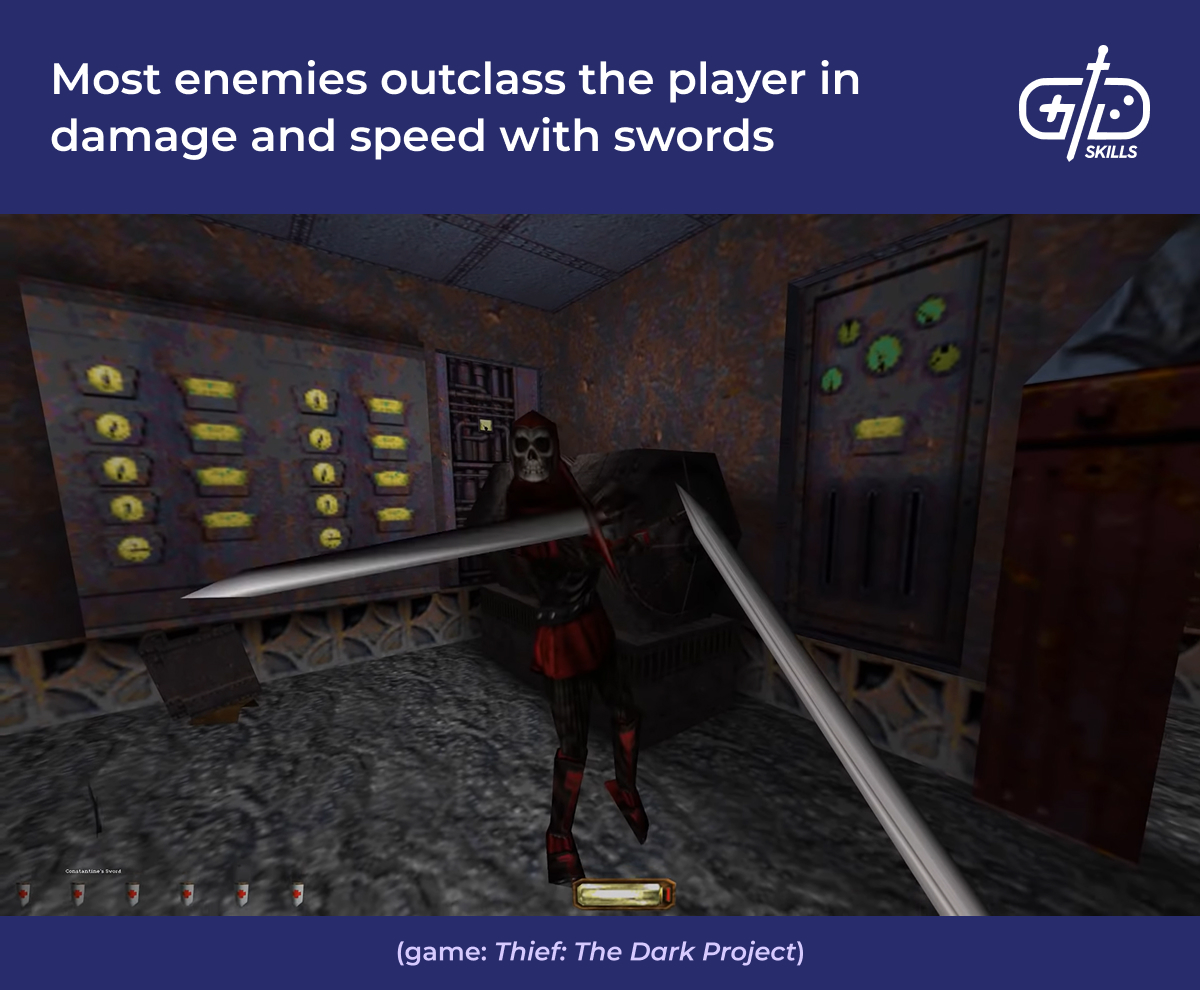 Most enemies in Thief: The Dark Project outclass the player in damage and speed