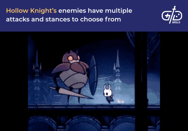 An enemy in Hollow Knight with multiple fighting stances
