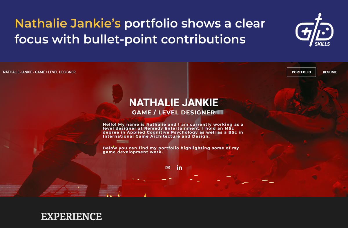 Bullet-point contributions in Nathalie Jankie's portfolio