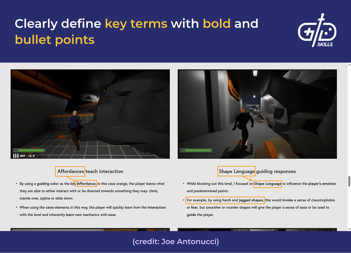 Define key terms with bold text and bullet points