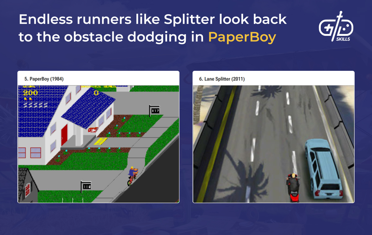 Endless runners like Splitter draw inspiration from PaperBoy