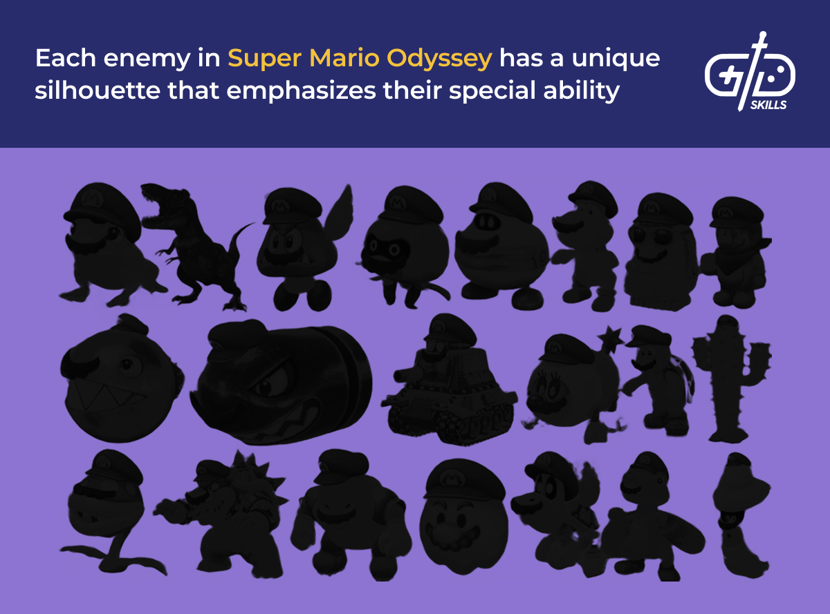 Even the silhouettes of Super Mario Odyssey enemies are clearly unique