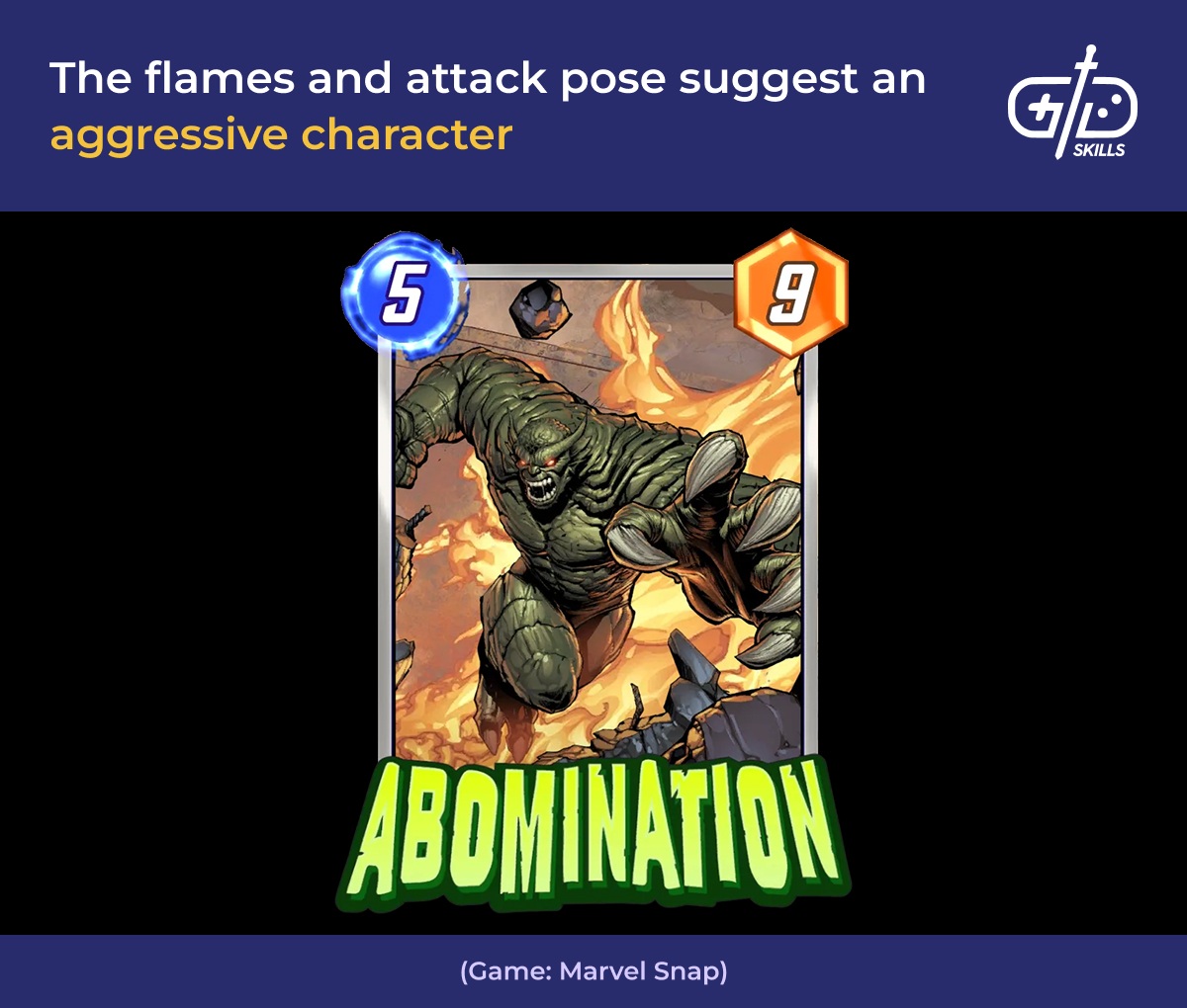 Flames and attack pose suggest an aggressive character