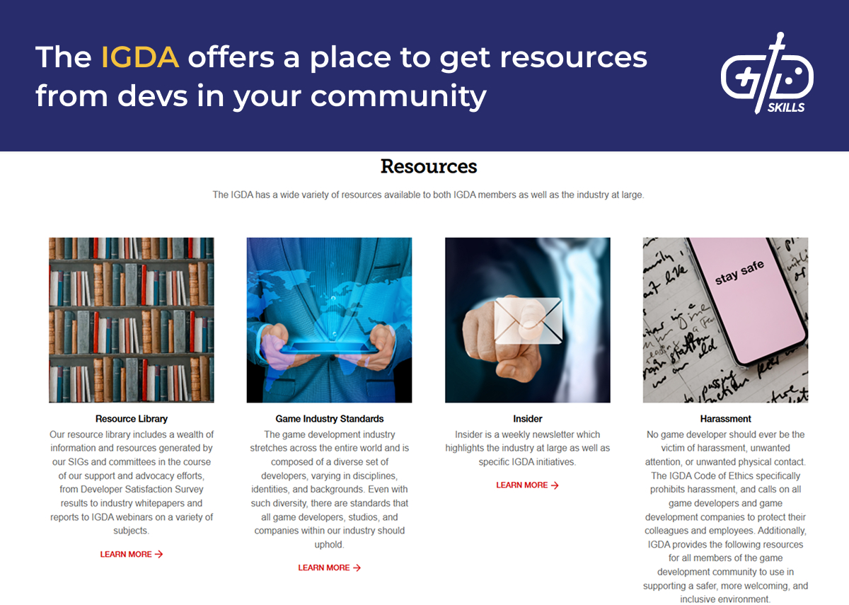 IGDA offers resources from devs in your community