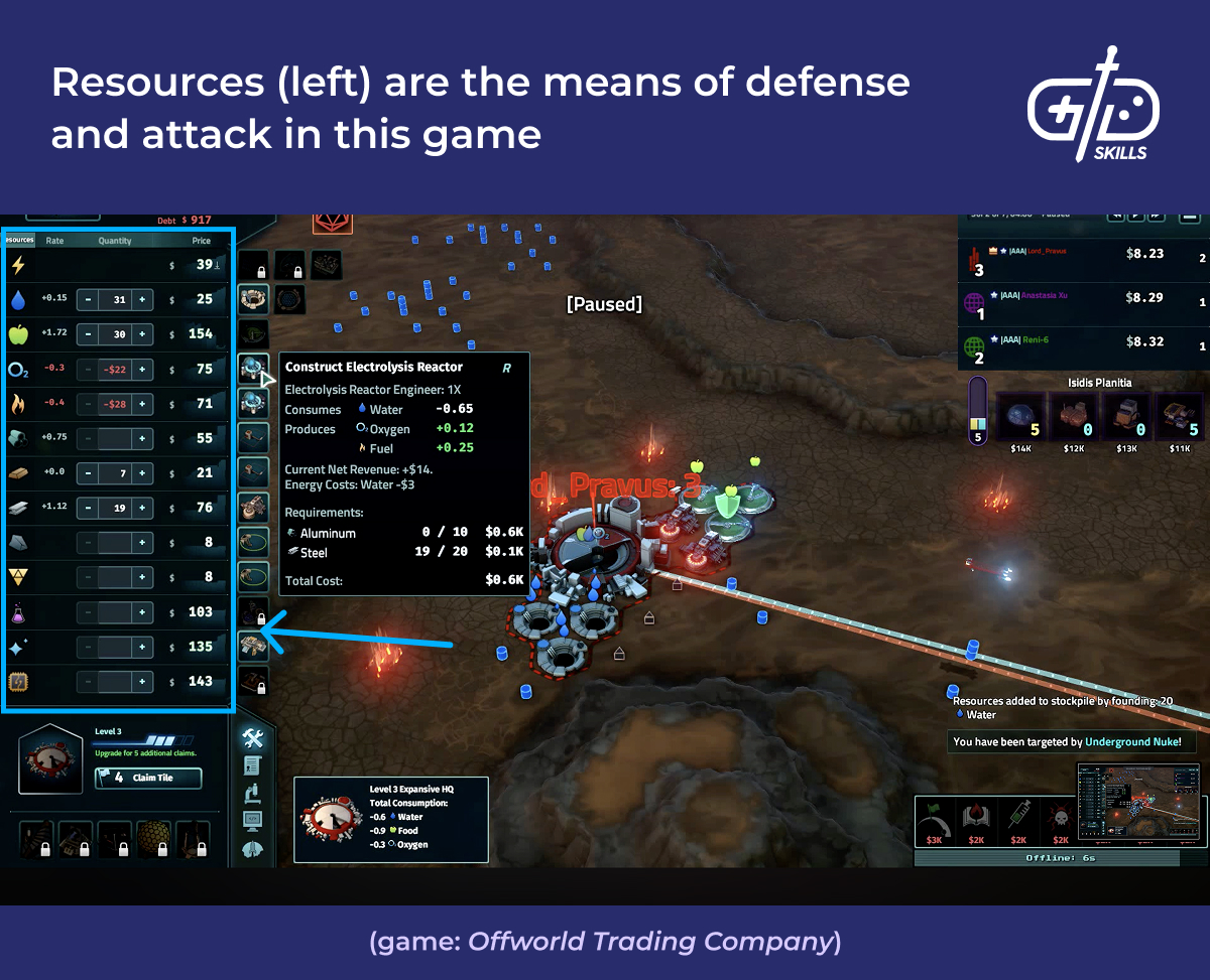 In Offworld Trading Company, you attack and defend through your resources