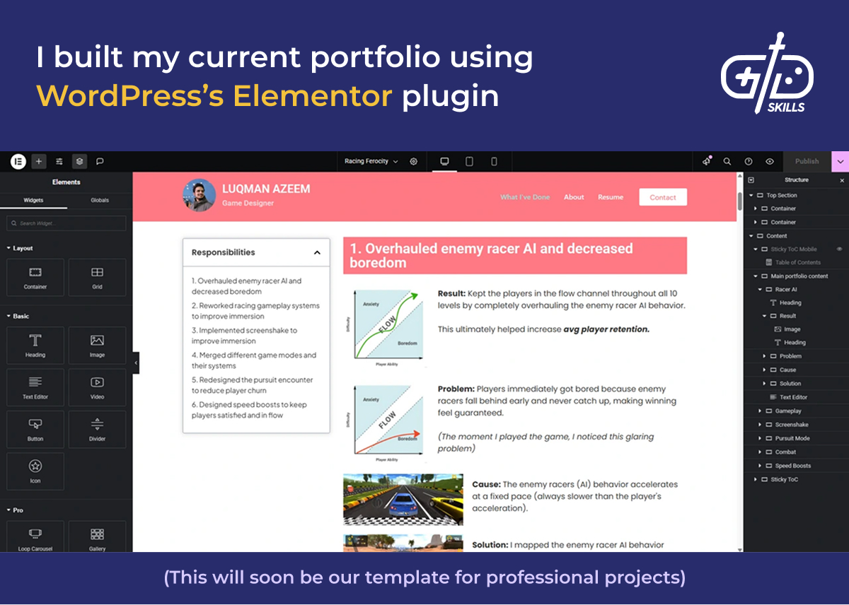 Luqman Azeem's portfolio built in WordPress's Elementor plugin