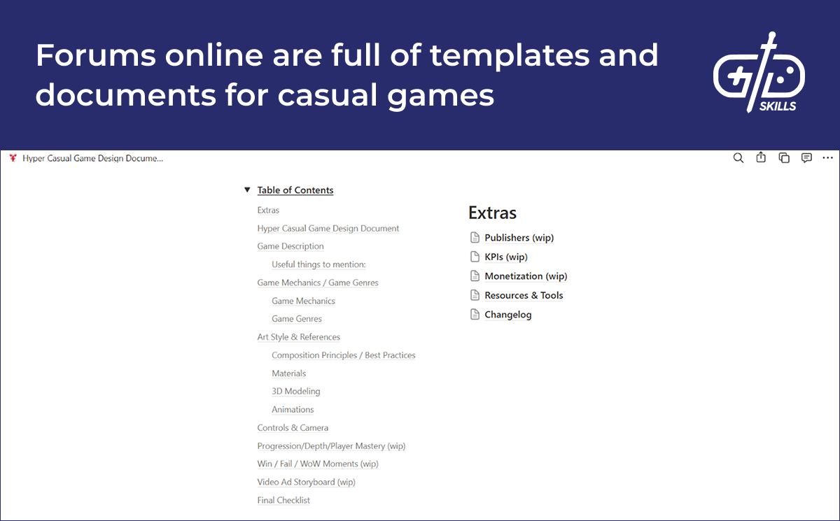 Online forums are full of casual game design templates and documents