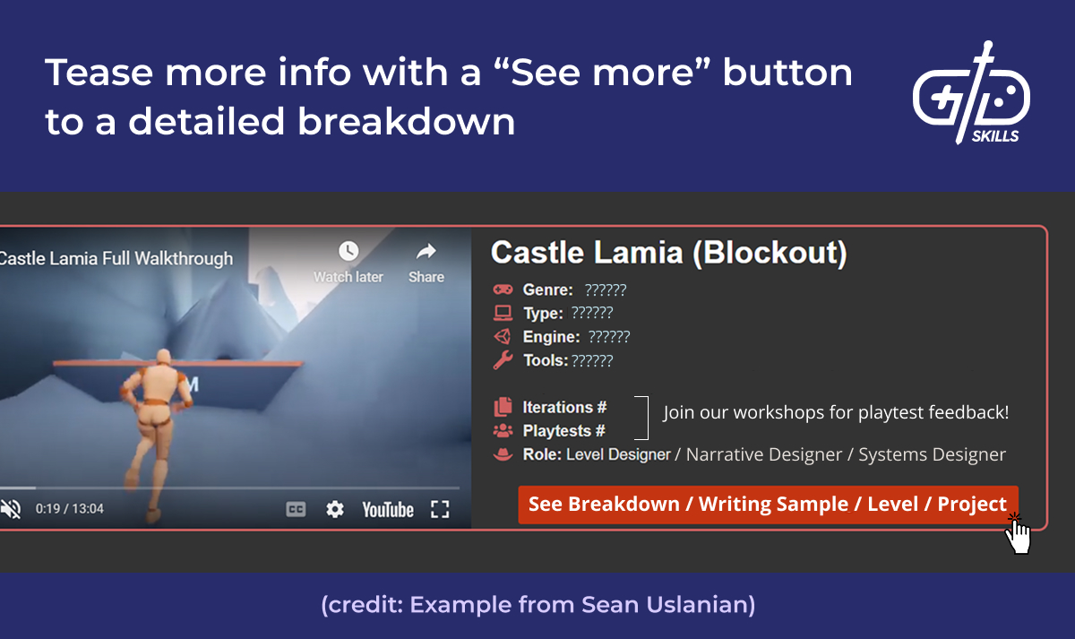 Tease more info with a “see more” button to a detailed breakdown