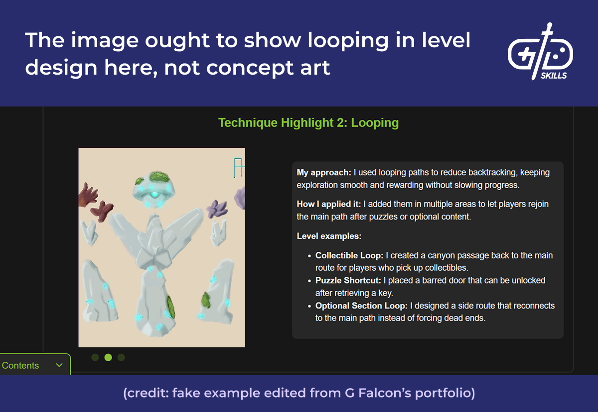 This ought to show looping in level design, not concept art