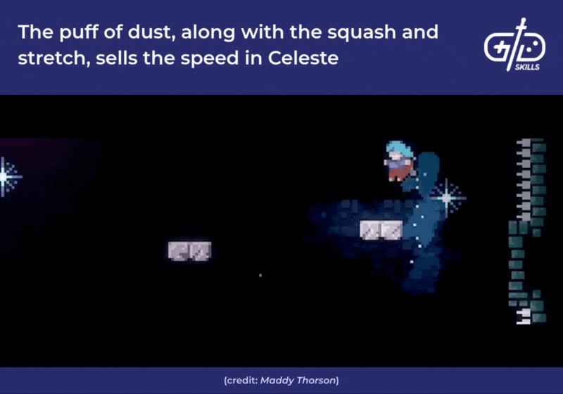 VFX indicating speed in Celeste