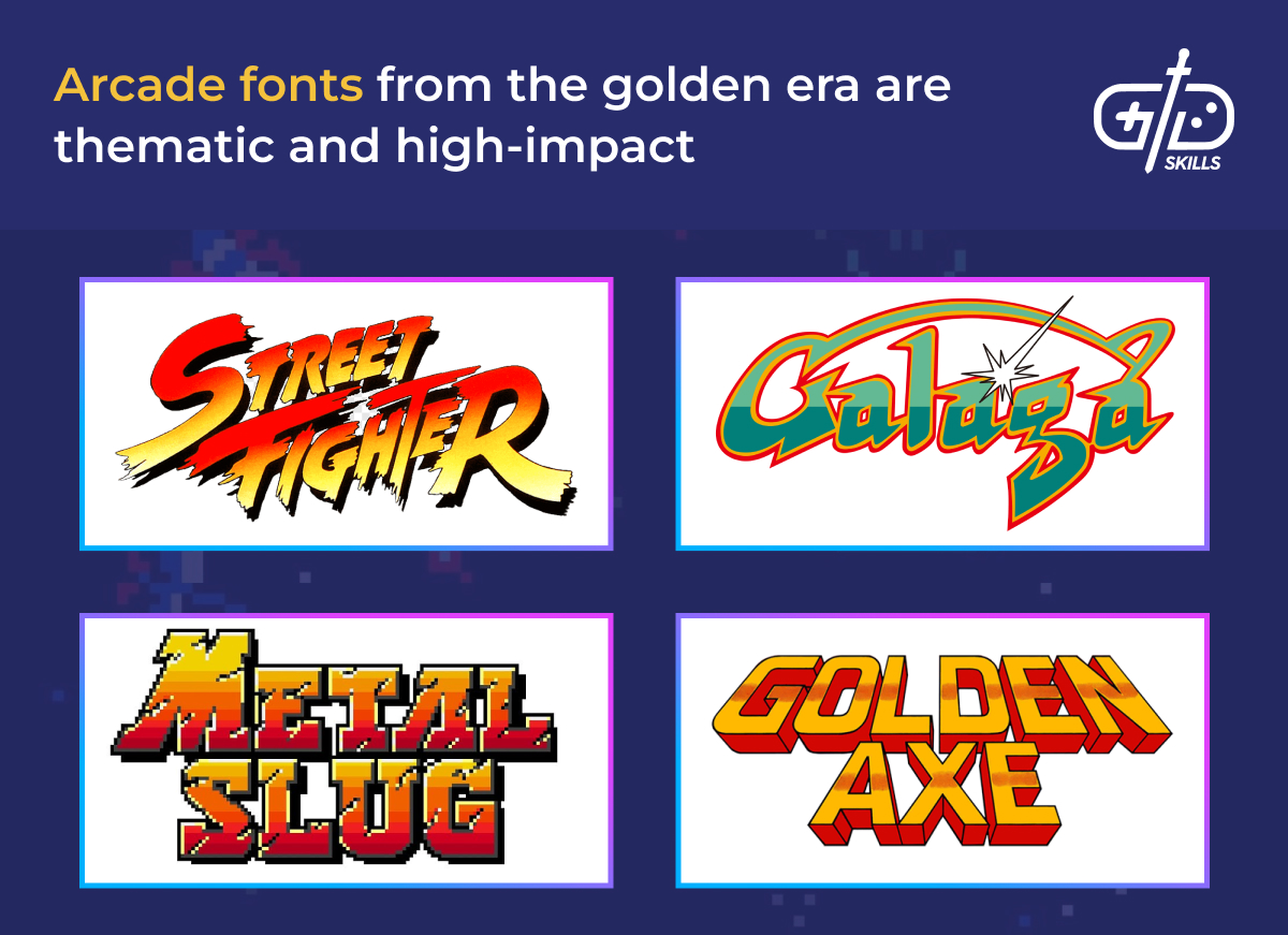 Arcade game fonts from the golden era