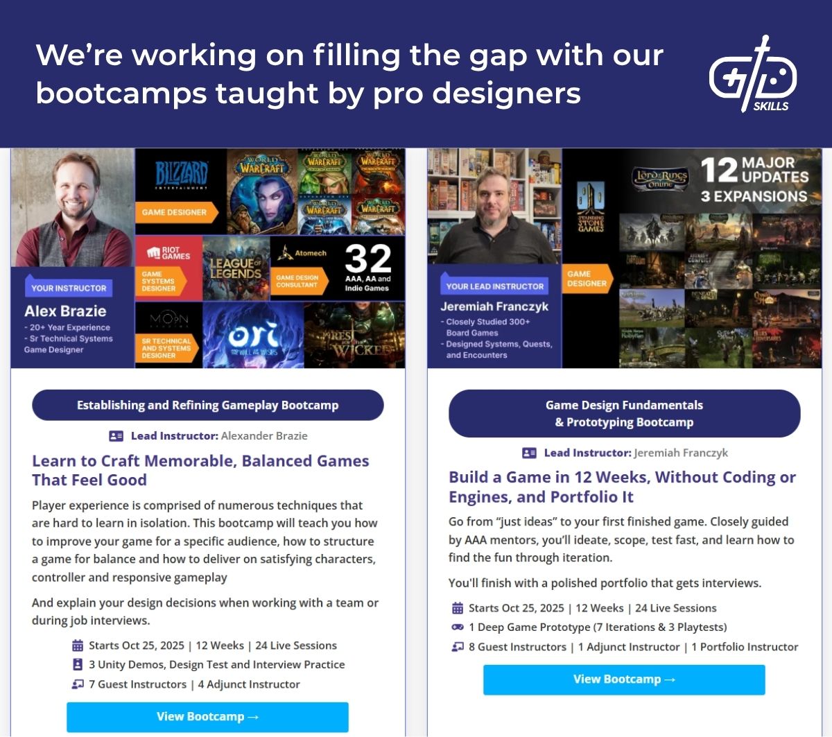 Game Design Skills bootcamps