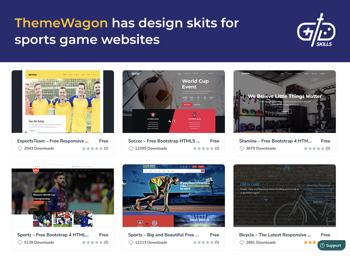 ThemeWagon has design kits for sports game websites