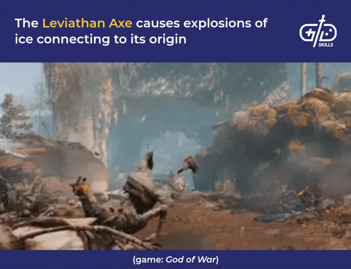 Leviathan Axe causing ice explosions in God of War