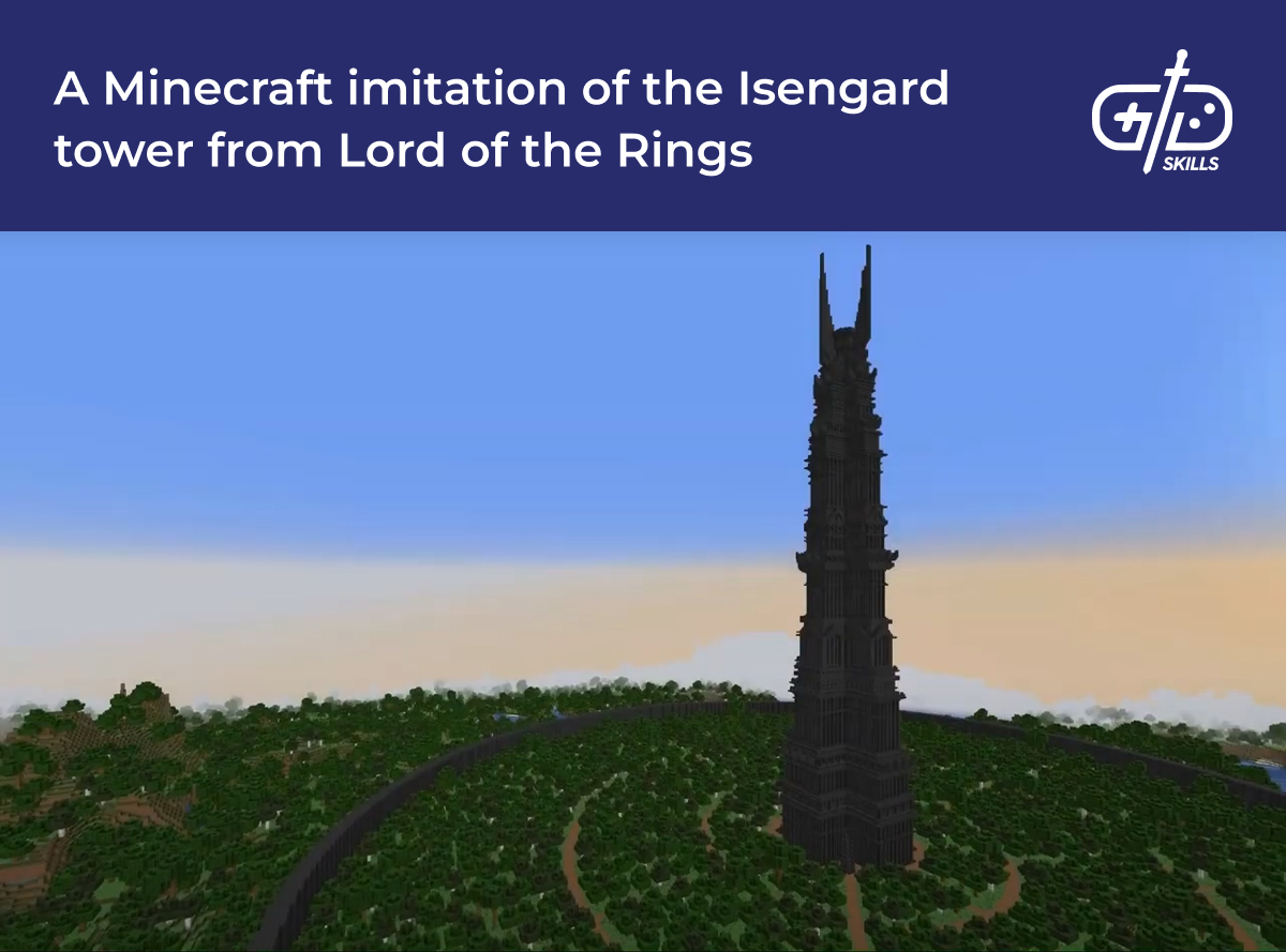 Isengard tower from Lord of the Rings, in Minecraft
