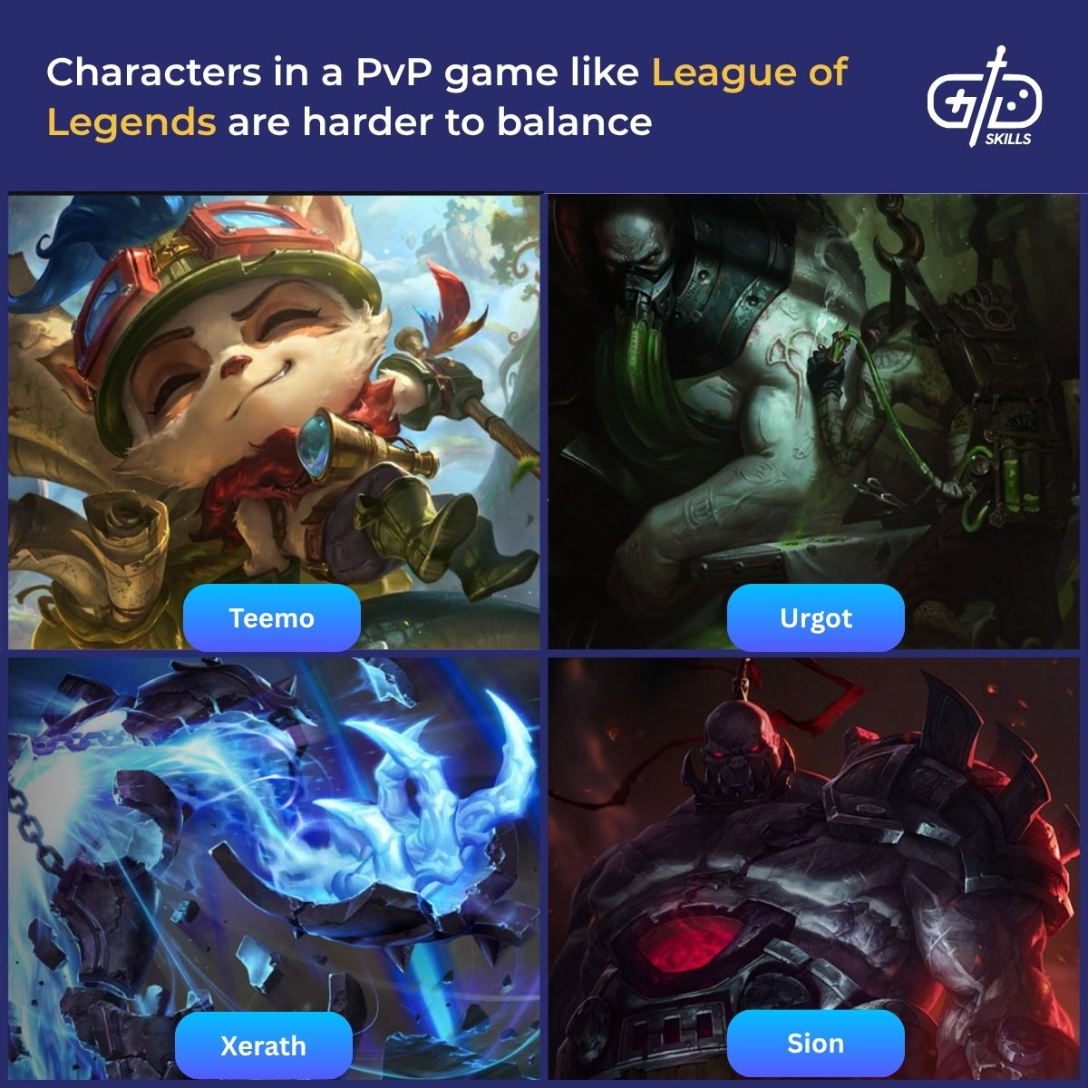 Characters in a PvP game like League of Legends are harder to balance