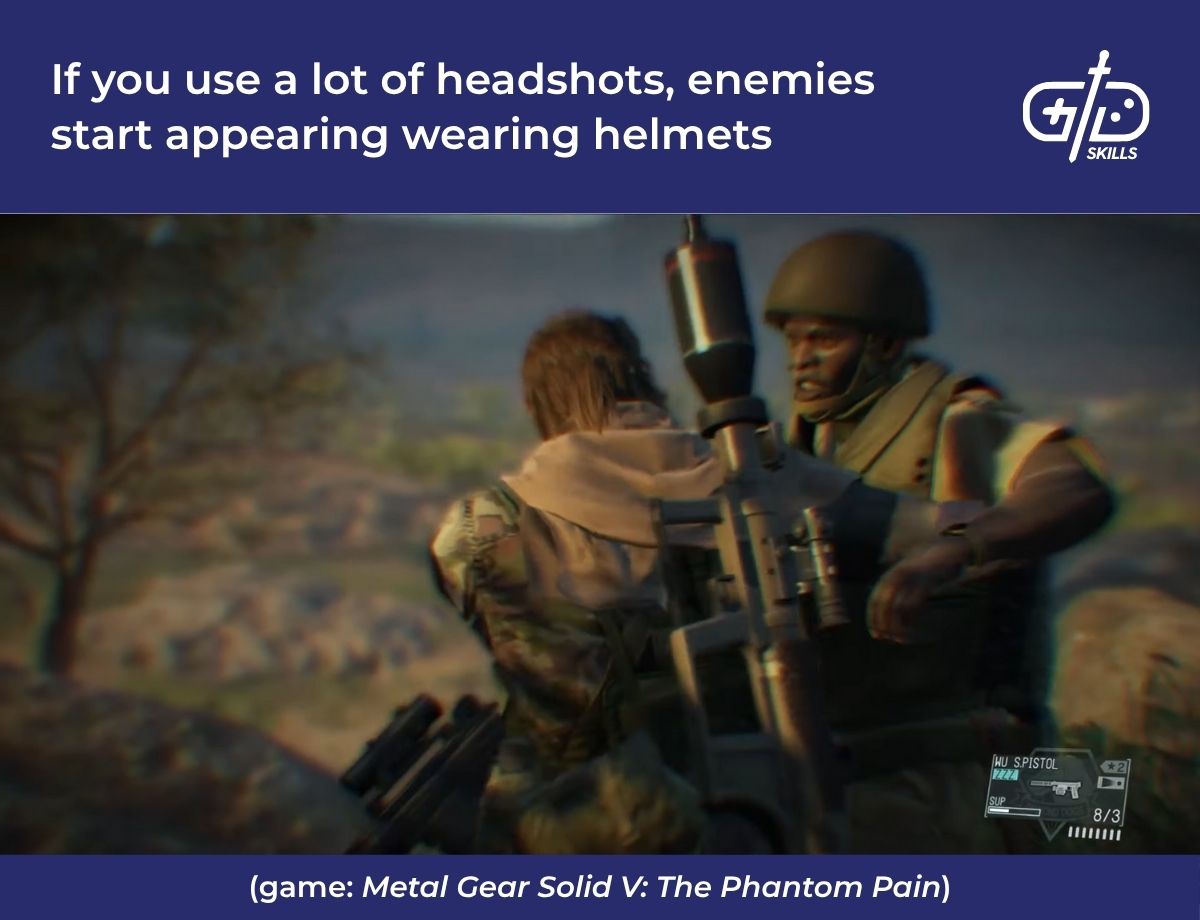 MGS V starts giving enemies helmets after enough successful headshots