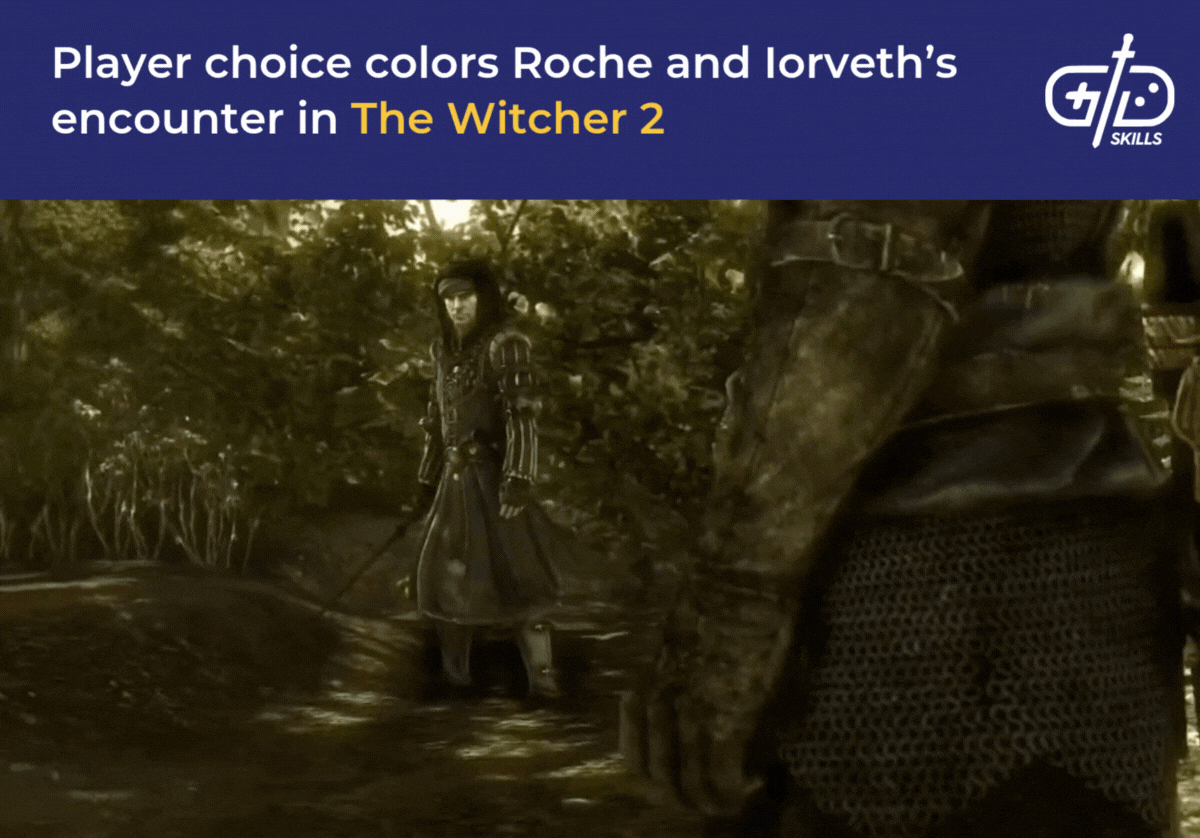 Player choice colors Roche and Iorveth's encounter in The Witcher 2