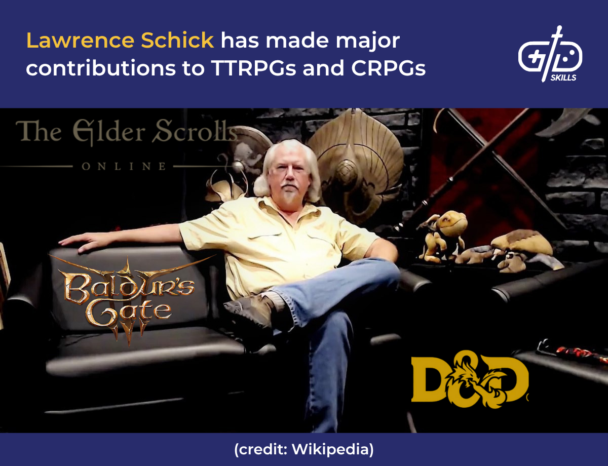 Lawrence Schick has made major contributions to TTRPGs and CRPGs