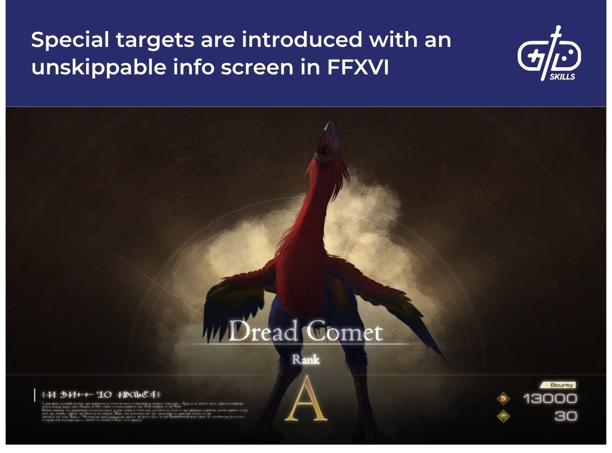 Special target introduction screen in FFXVI