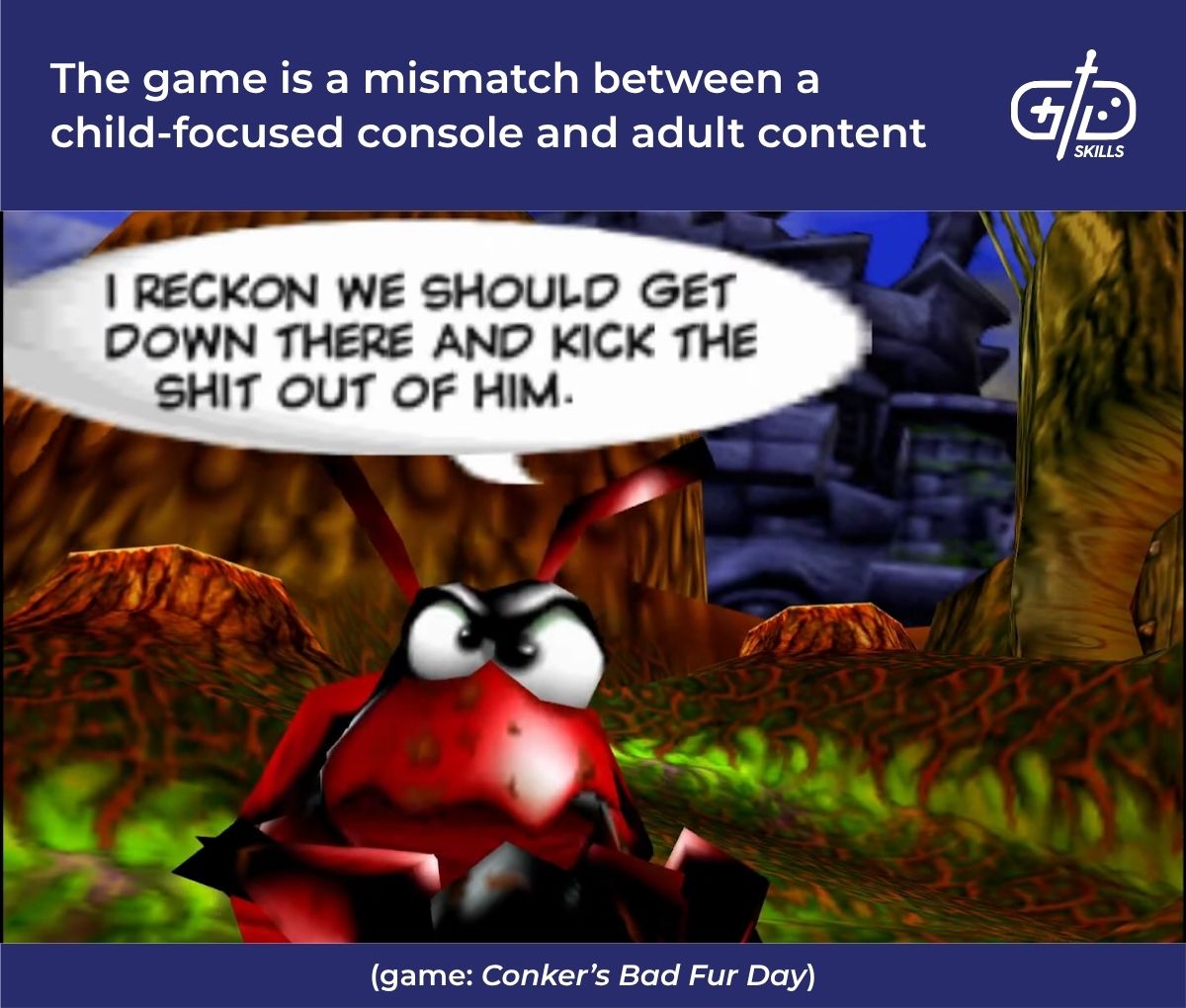 Conker's Bad Fur Day looks like Banjo Kazooie but the differences become clear immediately