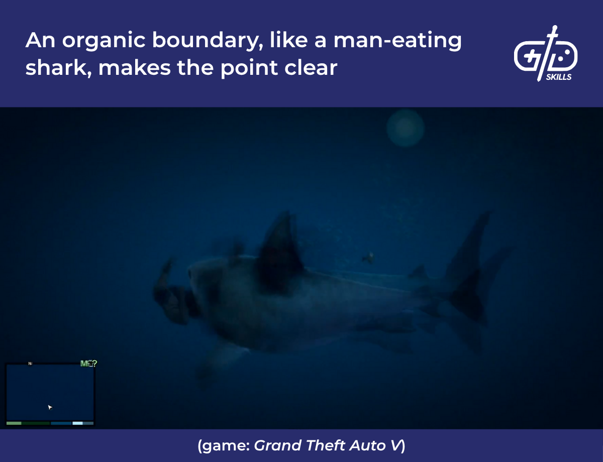 An organic boundary, like a man-eating shark, makes the point clear