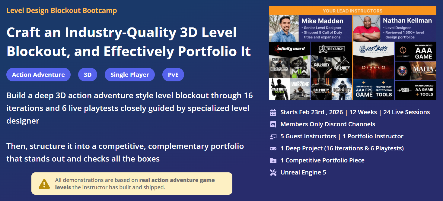 Level Design Blockout Bootcamp by Nathan Kellman and Mike Madden