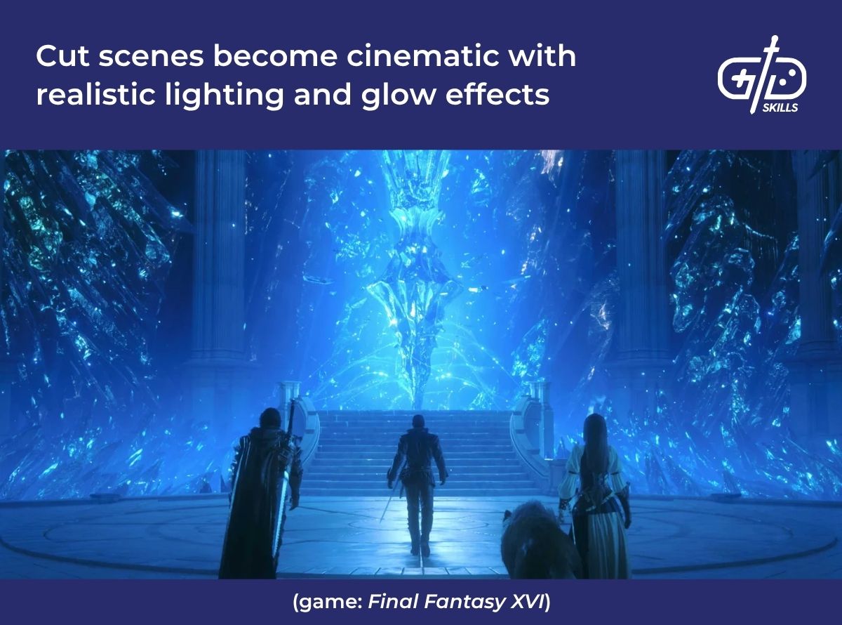 Cut scenes become cinematic with realistic lighting and glow effects