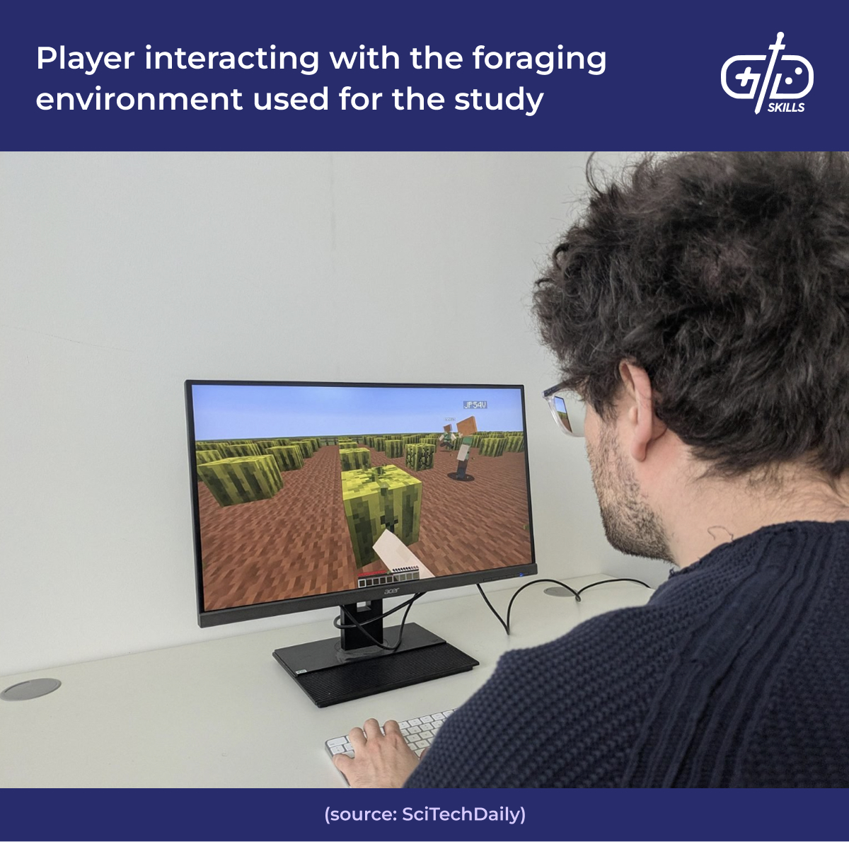 Player interacting with the foraging environment used for the study
