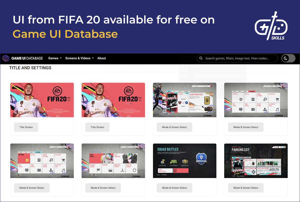 UI from FIFA 20 available for free on Game UI Database