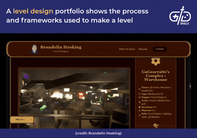 Level design portfolios show the processes and frameworks used to make levels