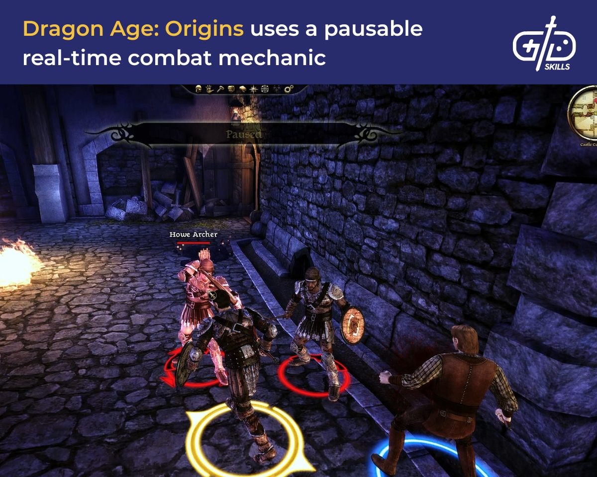 Dragon Age: Origins uses a pausable real-time combat mechanic