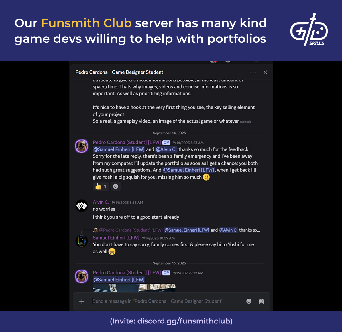 The Funsmith Club server is always willing to help with portfolio building