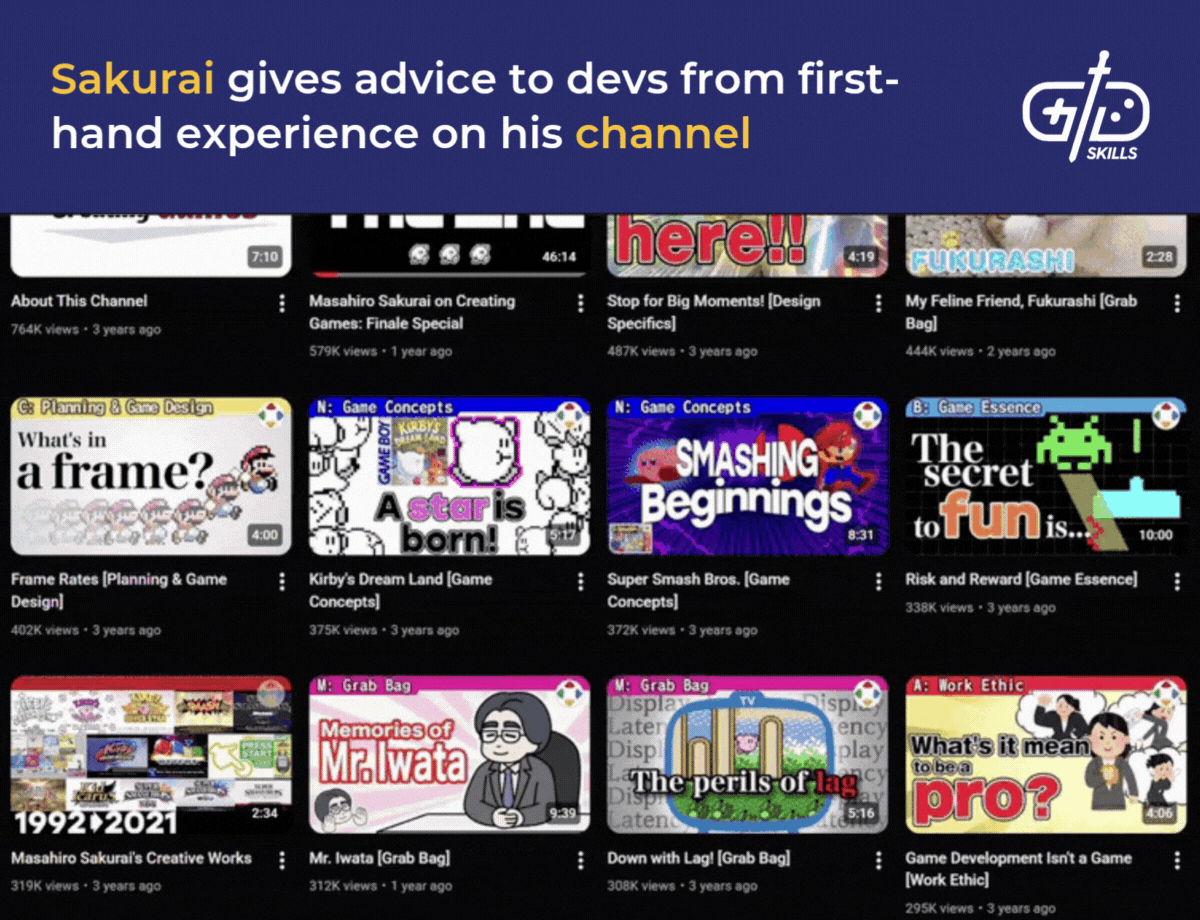 Sakurai's YouTube channel is full of advice from his firsthand experience